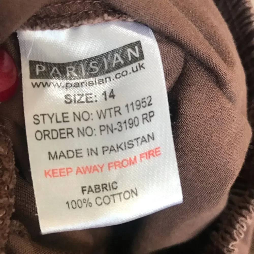 Parisian Brown Cargo Joggers Snap Pockets Size 10 - Picture 6 of 11